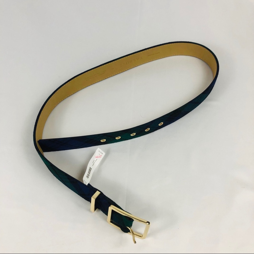 New Talbots Belt Blue Green Checks Size M